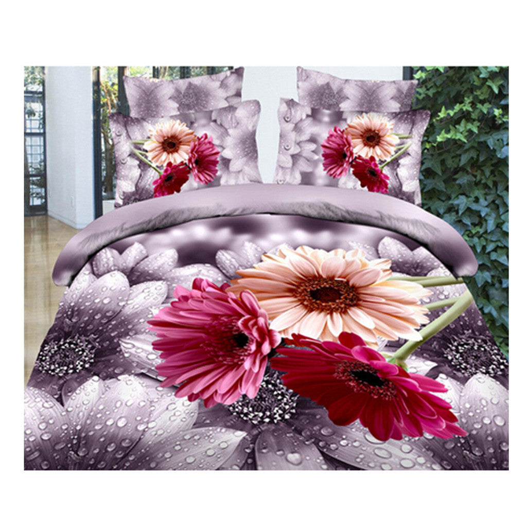 3D Queen King Size Bed Quilt/Duvet Sheet Cover Cotton reactive printing 4pcs  07 - Mega Save Wholesale & Retail