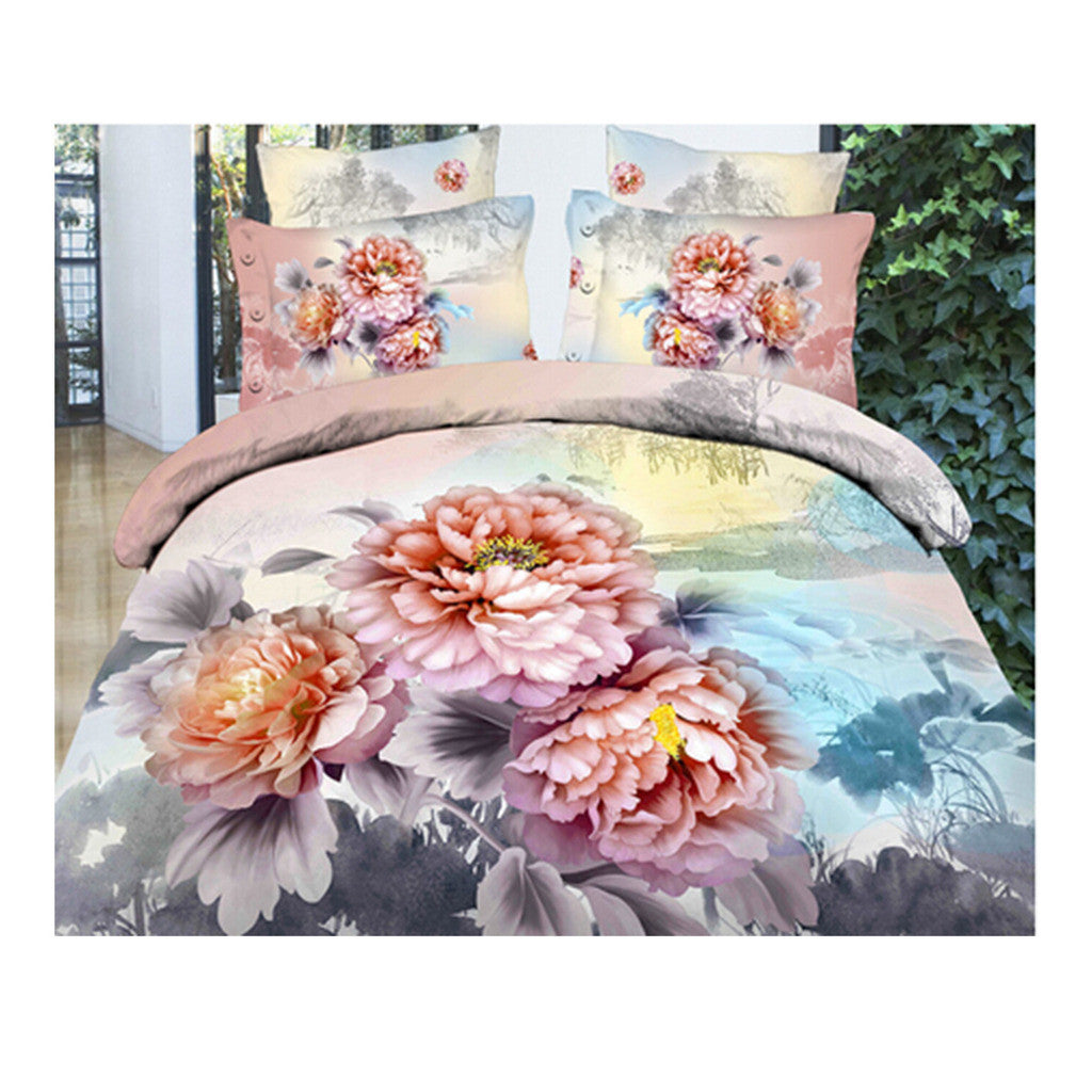 3D Queen King Size Bed Quilt/Duvet Sheet Cover Cotton reactive printing 4pcs  11 - Mega Save Wholesale & Retail