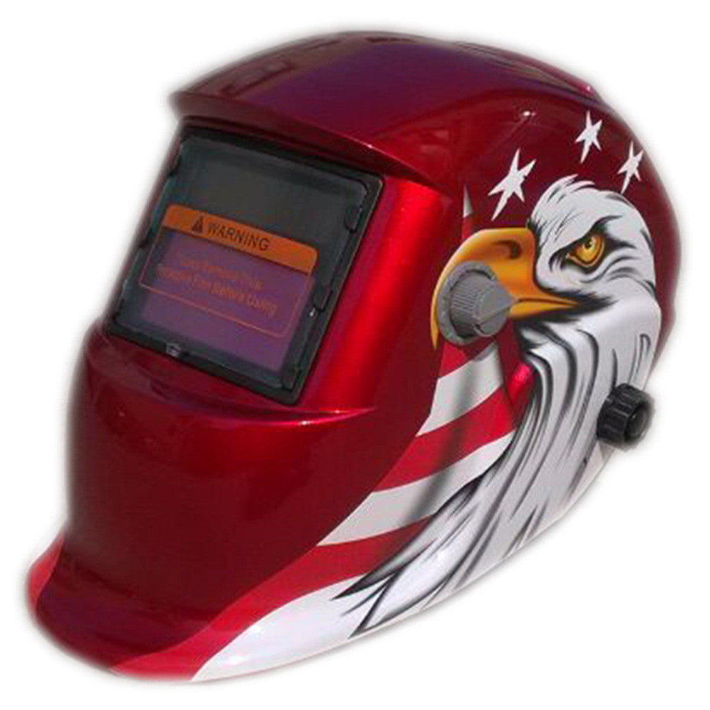 Auto Shade Welding Helmet in Red Color for All Welding Processes with Eagle Design - Mega Save Wholesale & Retail