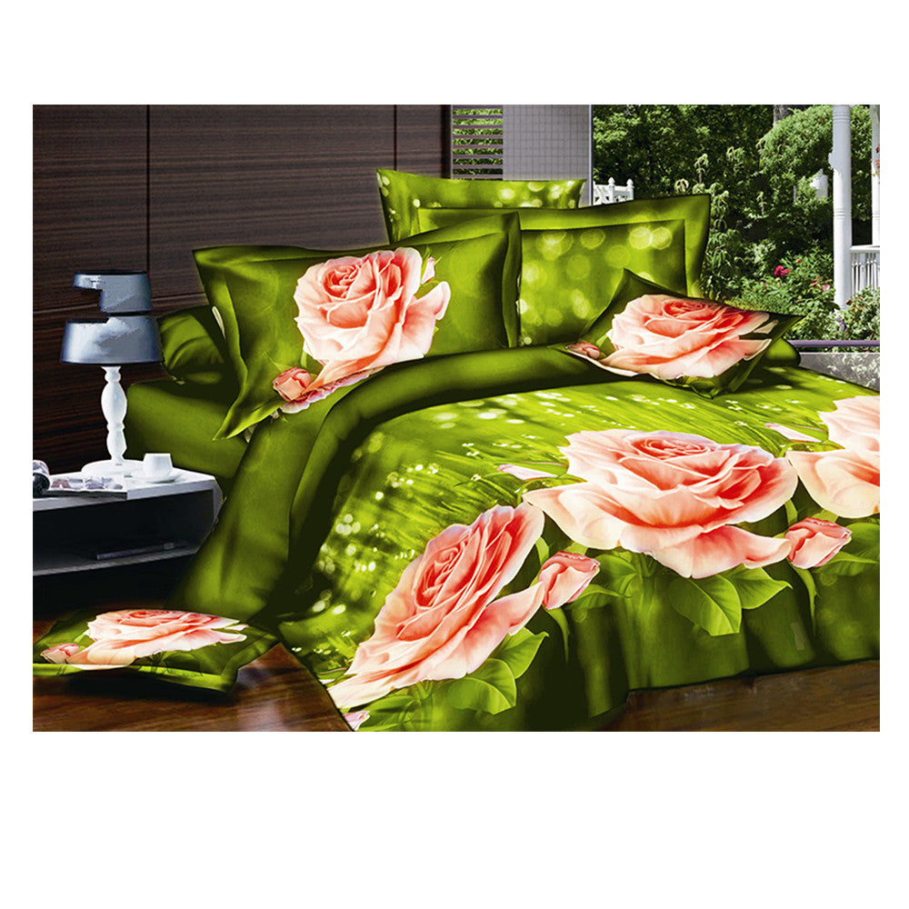 3D Active Printing Bed Quilt Duvet Sheet Cover 4PC Set Upscale Cotton 004 - Mega Save Wholesale & Retail