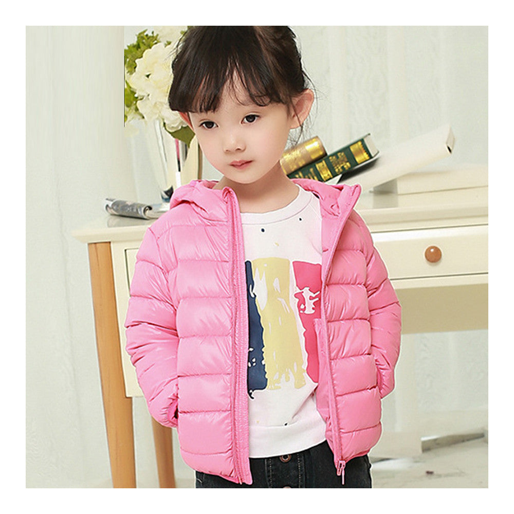 Child Hooded Thin Light Down Coat White Duck Down   pink   100cm - Mega Save Wholesale & Retail - 1