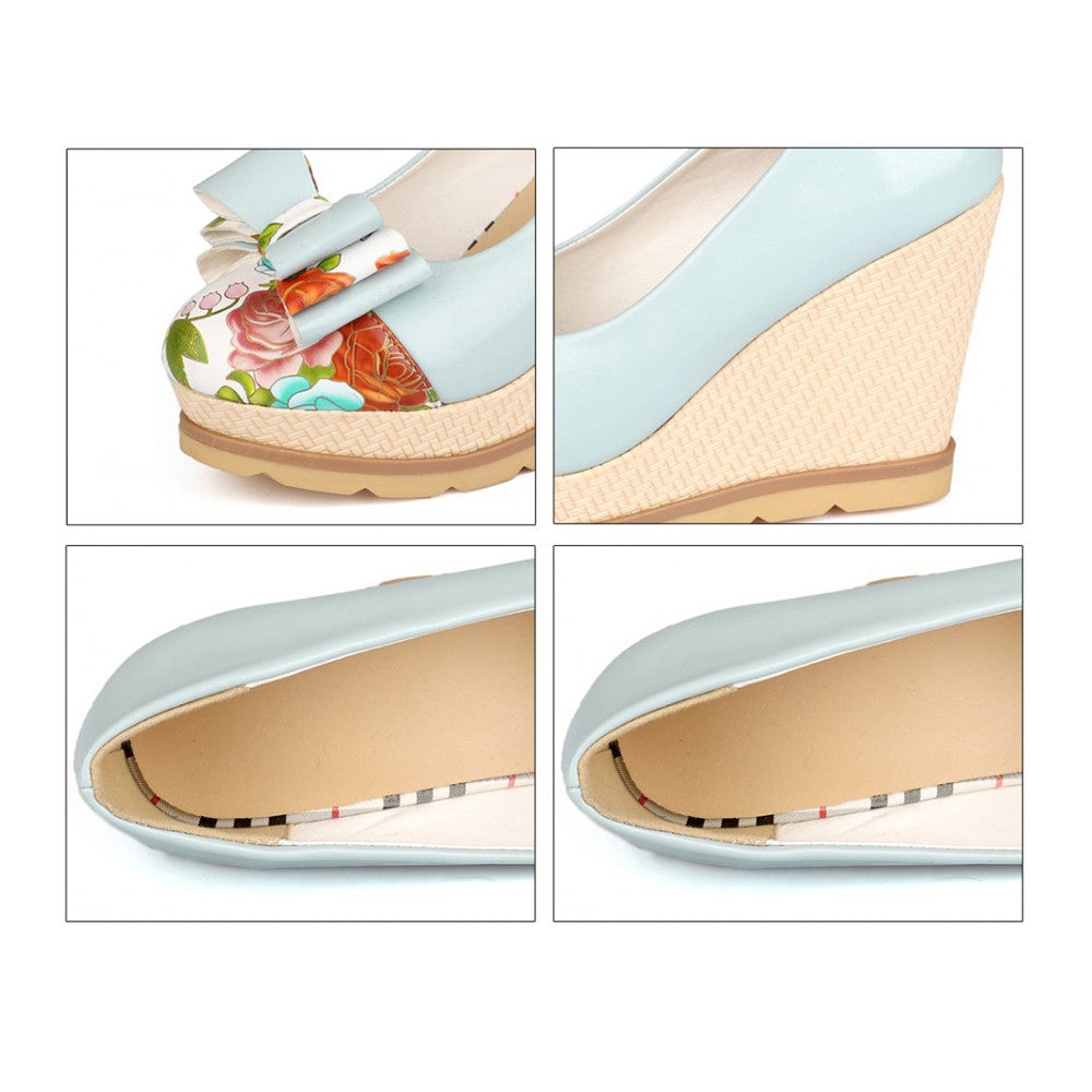 Bowknot Women Thin Shoes Chromatic Slipsole High Heel Plus Size  blue - Mega Save Wholesale & Retail - 3