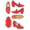 Middle Heel Thin Shoes Fluff Pointed Low Uppers Casual  red - Mega Save Wholesale & Retail - 2