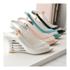 Casual Comfortable Slipsole Peep-toe Sandals Buckle Patent Leather   white - Mega Save Wholesale & Retail - 3