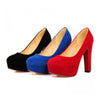 Super High Heel Platform Round Low-cut Fluff Women Thin Shoes Plus Size   red - Mega Save Wholesale & Retail - 3