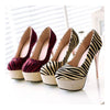 Women Thin Shoes Galvanized Heel Zebra Striation Plus Size  red - Mega Save Wholesale & Retail - 4