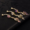 Flower Diamante Navel Nail Ring Buckle Body Puncture   gold plated purple zircon