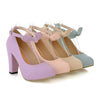 Sweet High Thick Heel Round Last Women Thin Shoes Buckle   purple - Mega Save Wholesale & Retail - 3