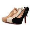 Plus Size High Heel Women Thin Shoes Night Club Bowknot  apricot - Mega Save Wholesale & Retail - 4