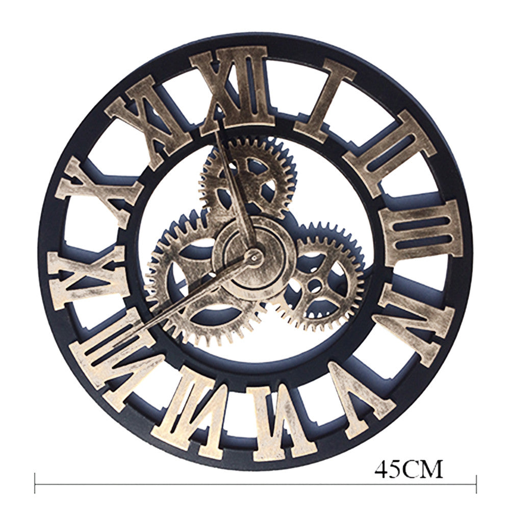 Super Big Vintage Gear Hang Wall Clock  silver with Arabian digit - Mega Save Wholesale & Retail - 2