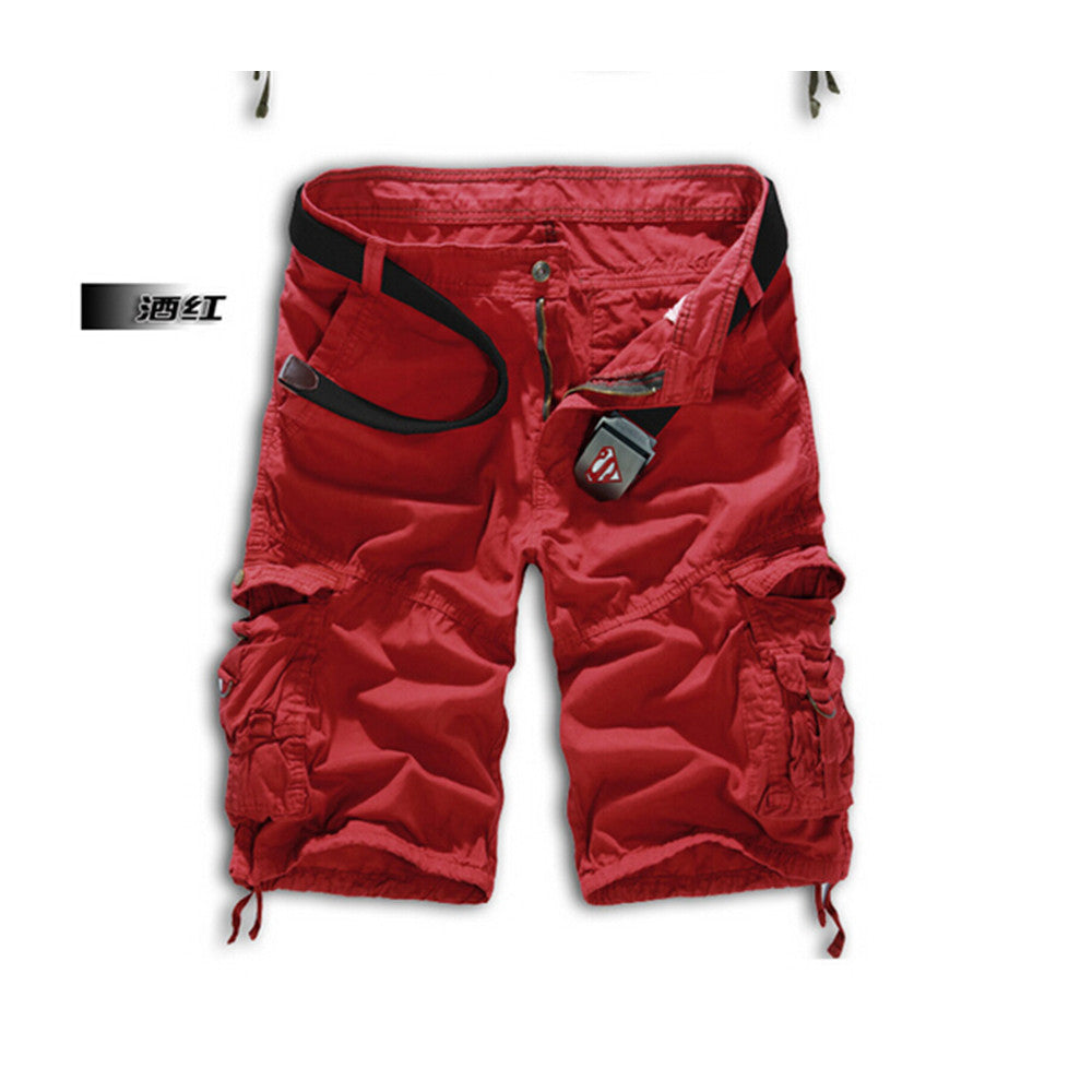 Fashion Mens Work Trousers Military Army Cargo Camo Combat Multi-pocket Pants   Wine red - Mega Save Wholesale & Retail