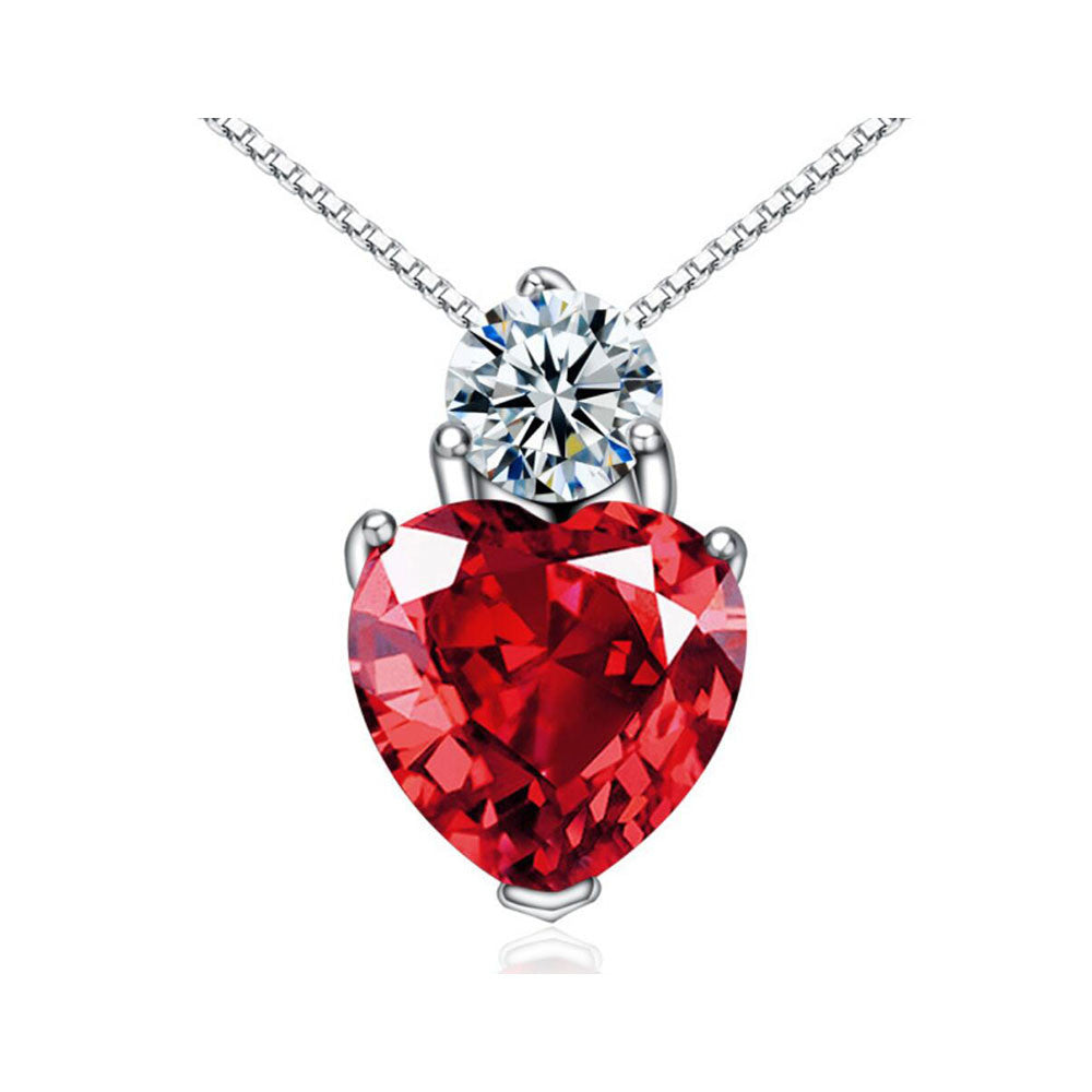 CYW explosion models genuine 925 sterling silver necklaces red crystal pendant female models Valentines Day gifts