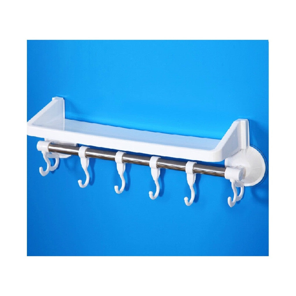Multi Suction Cup Shelf With Hooks Organizer Storage Kitchen Holder Bath Caddy   blue - Mega Save Wholesale & Retail - 1