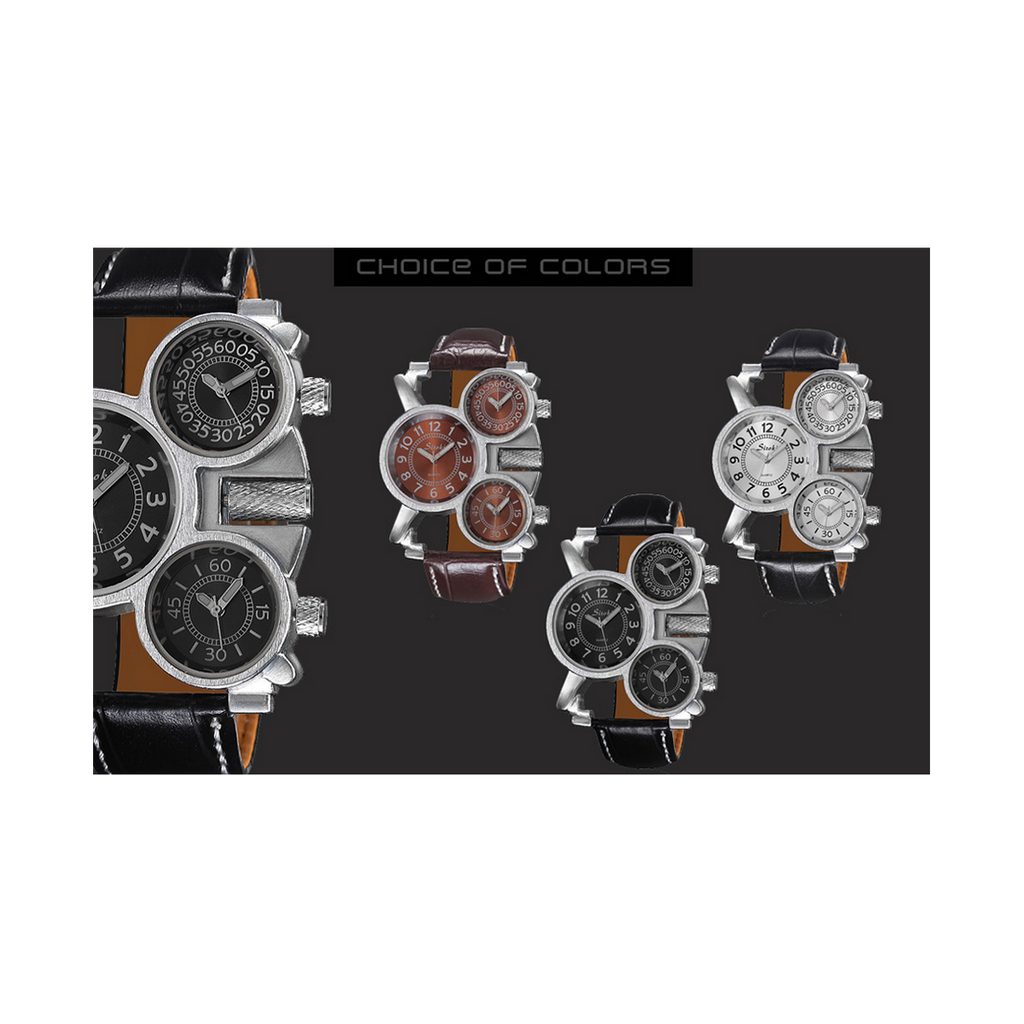 Multi Time-Zone Stainless Steel Quartz Wrist Watch - Mega Save Wholesale & Retail - 3
