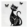 Quartz Wall Clock Living Room Creative Cute Black Cat   black mirror