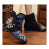 Vintage Beijing Cloth Shoes Embroidered Boots black with cotton 35