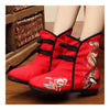 Peacock Vintage Beijing Cloth Shoes Embroidered Boots red 35