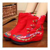 Vintage Beijing Cloth Shoes Embroidered Boots red thin shoes 35