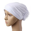 Dignified Temperament Muslim Scarf Kerchief Hat Flower Casual   white