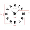 Living Room Slient Wall Clock DIY Roman Digit Mirror Sticking   black