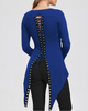 Red Blue Black Victorian Gothic Punk Asymmetrical Lace Corset Back Jersey Top