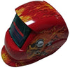 Auto Darkening Welding Helmet in Excellent Red Glossy Designer Skull Graphics