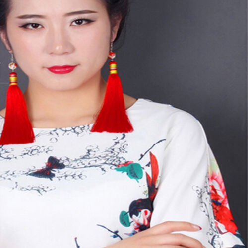National Style Tassel Earring Long Woman Vintage Bride Earring