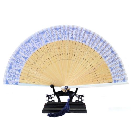 Folding Fan Artware Blue and White Porcelain    QHC-02(white handle)