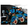 3d Fleur dessus de Lit / Couverture Bâche 4pc Set Coton Poncé 025
