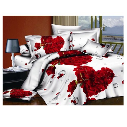 3D Active Printing Bed Quilt Duvet Sheet Cover 4PC Set Upscale Cotton 022