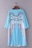 Blue Angel Wings Relaxed Open Cardigan Cover Up Kimono Cape