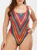 Aztec Geo Print High Cut Padded Bohemia Bikini Tankini 1-Piece Monokini Swimsuit