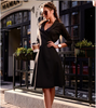 Elegant  Wrap Style Tie Waist Trench Coat Party Slim  Dress