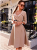 Elegant  Wrap Style Tie Waist Trench Coat Party Slim  Dress