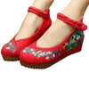 Chinese Embroidered Shoes Women Ballerina  Cotton Elevator shoes embroidered fan