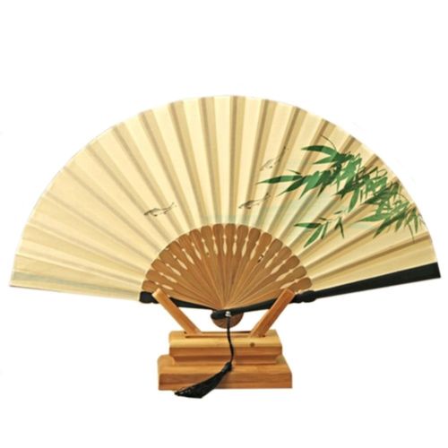 Folding Fan Gentleman Cotton Cloth   willow fish