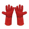 one pair Long Mig Welding WELDERS Work Cowhide Leather Gloves 35cm Full Red