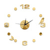 Creative Wall Clock 3D Small Bird Leaf Mirror Digit    golden