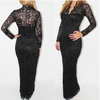 Plus Size Dress Women Lace Long Sleeve Scalloped Neck Cocktail Party Maxi Prom
