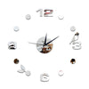 Creative Wall Clock 3D Small Bird Leaf Mirror Digit    silver