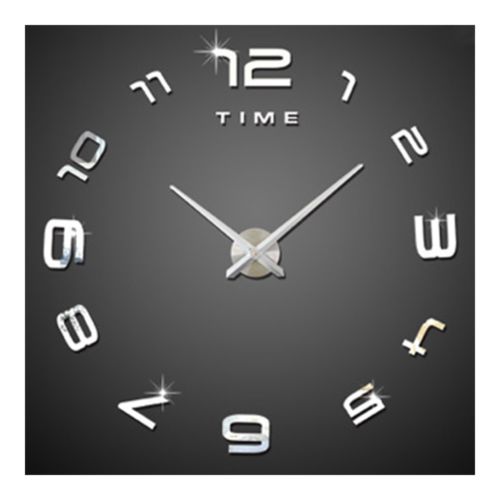 Living Room Silent Wall Clock Super Large Size Acrylic DIY Simple   silver