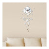 Wall Clock Living Room Decoration Mirror Leaf   silver