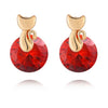 Small Cat Ear Studs    gold plated red zircon