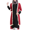Muslim Short Stripe Dress round collar Long Sleeve Knit Fake 2pcs Suit