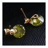 Small Cat Ear Studs   gold plated green zircon