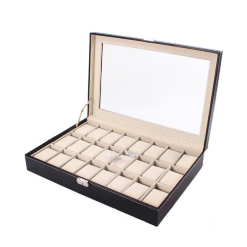 PU Watch Box Multifunctional Watch Storage Box 24 Positions