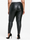 Black Metallic Wet Look Leather Stretch Torn Lace Skinny Leggings Pants Trousers