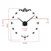 Mirror Wall Clock Super Large Size DIY Creative 3D   black