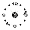 Creative Wall Clock 3D Small Bird Leaf Mirror Digit    black