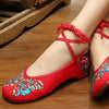 Vintage Chinese Embroidered Floral Shoes Women Ballerina Mary Jane Flat Ballet C